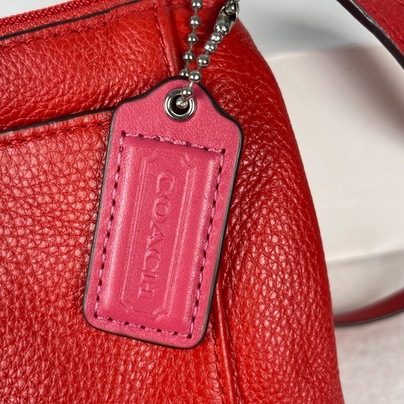 Coach Park Swingpack (F51743) Silver Vermillion Pebbled Leather Preppy Luxury - Picture 13 of 14